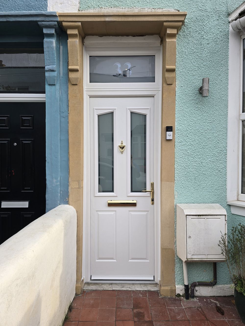Composite door being fitted at a Bristol home