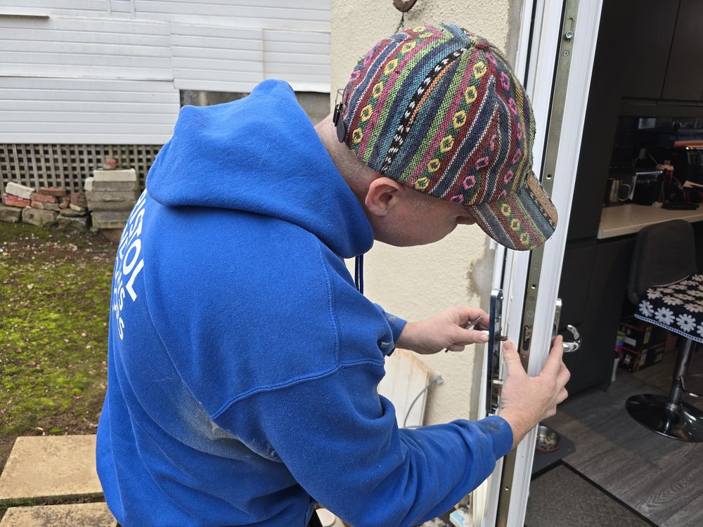 Multipoint door mechanism being inspected