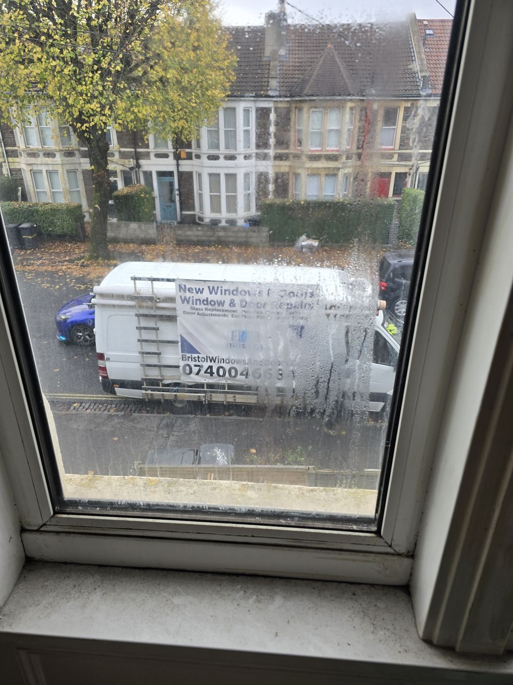 Misted double-glazed window — condensation between panes, seal failed