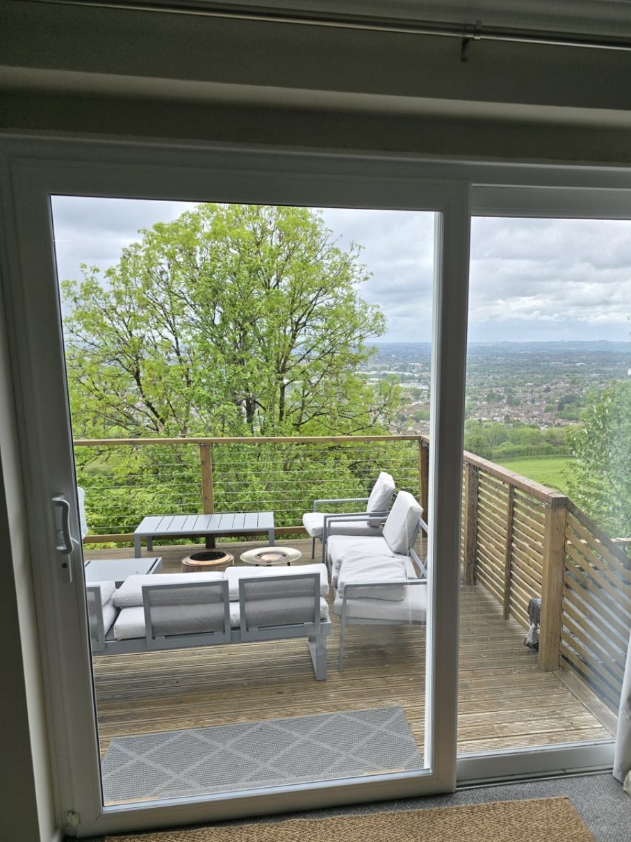 New clear glass in the same patio door in Dundry, with the view restored