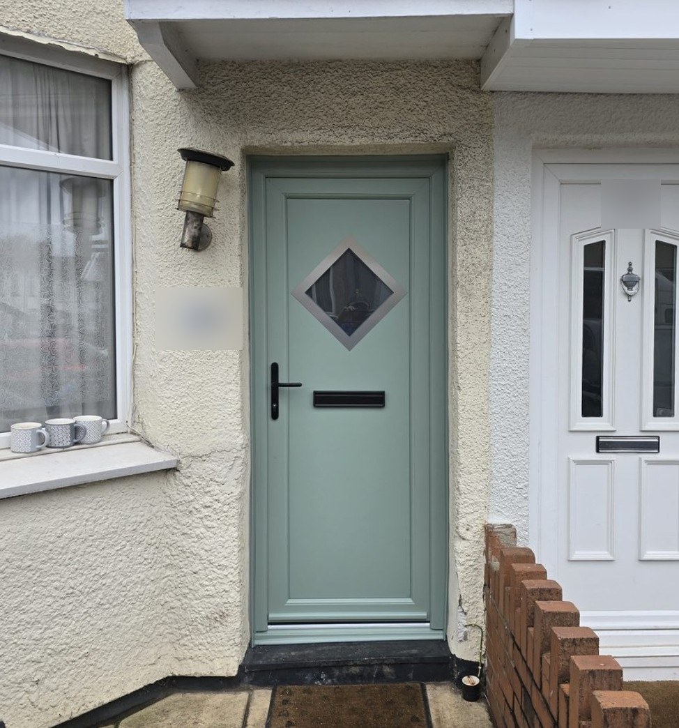 New sage green uPVC front door fitted at the same house in Brislington